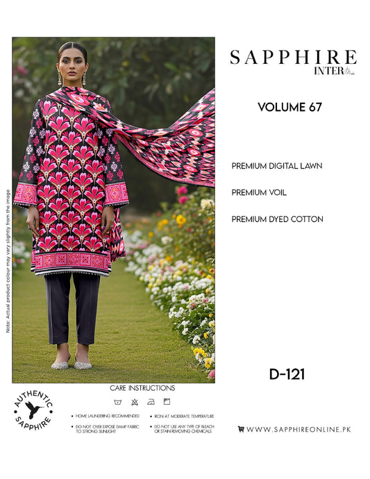 Sapphire Intermix – Volume 67 | Design D-121 Premium Unstitched 3-Piece Lawn Suit