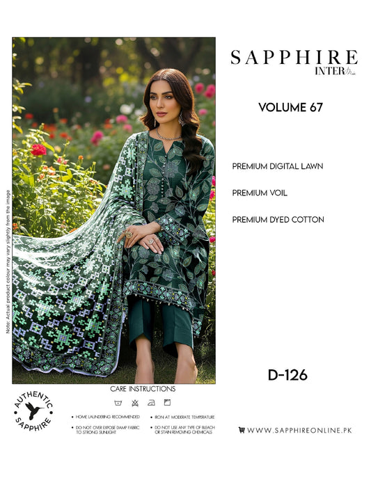 Sapphire Intermix – Volume 67 | Design D-126 Premium Unstitched 3-Piece Lawn Suit