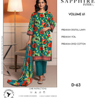 Sapphire Intermix Volume 61 – Elegant Floral Digital Lawn Suit (D-63)
