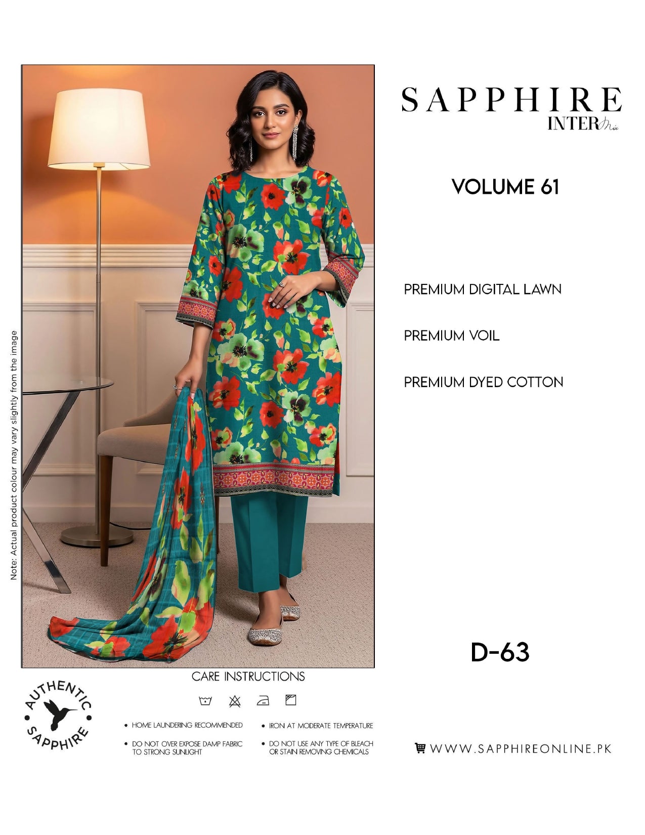 Sapphire Intermix Volume 61 – Elegant Floral Digital Lawn Suit (D-63)