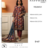 Sapphire Intermix Volume 61 – Elegant Floral Digital Lawn Suit (D-67)
