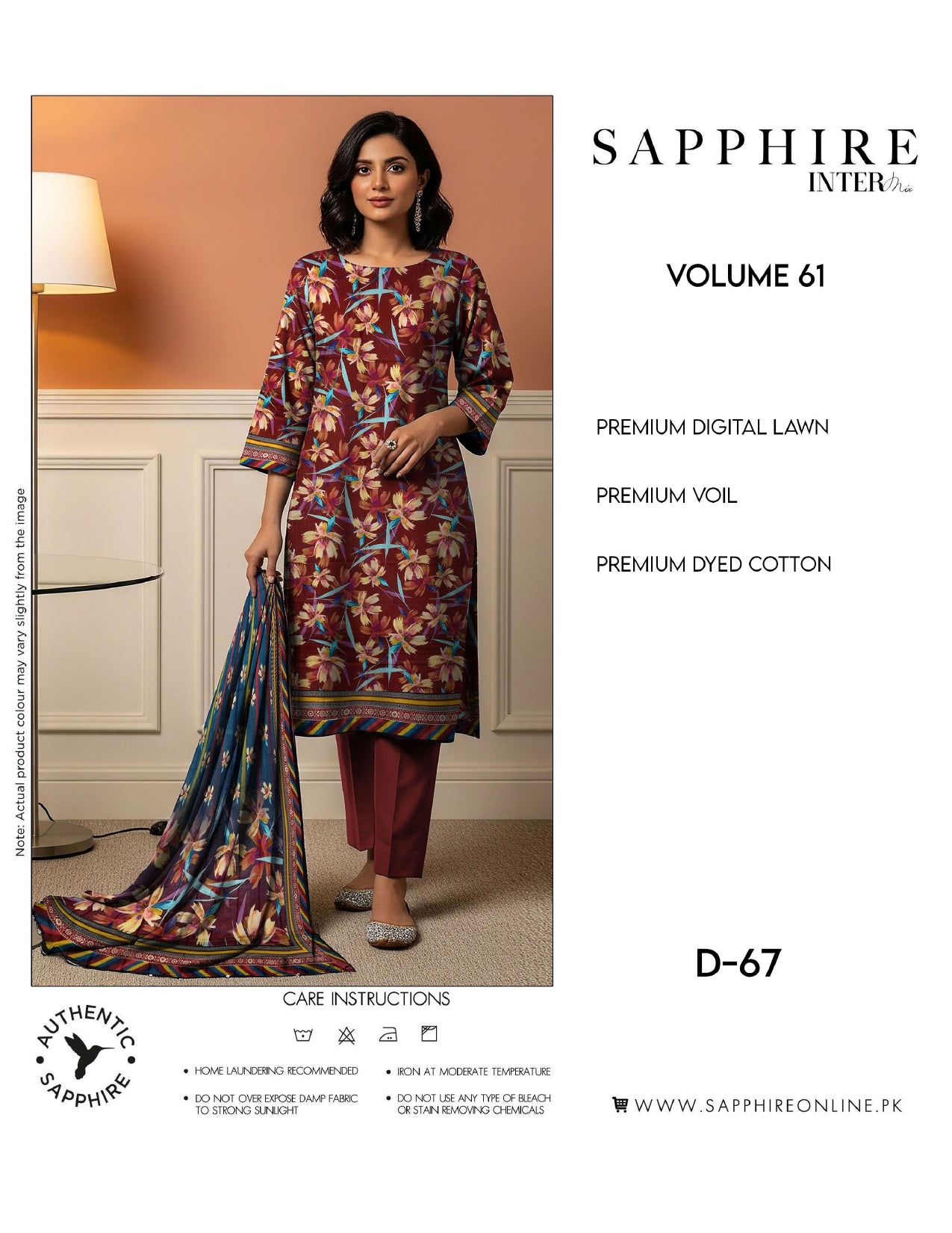 Sapphire Intermix Volume 61 – Elegant Floral Digital Lawn Suit (D-67)