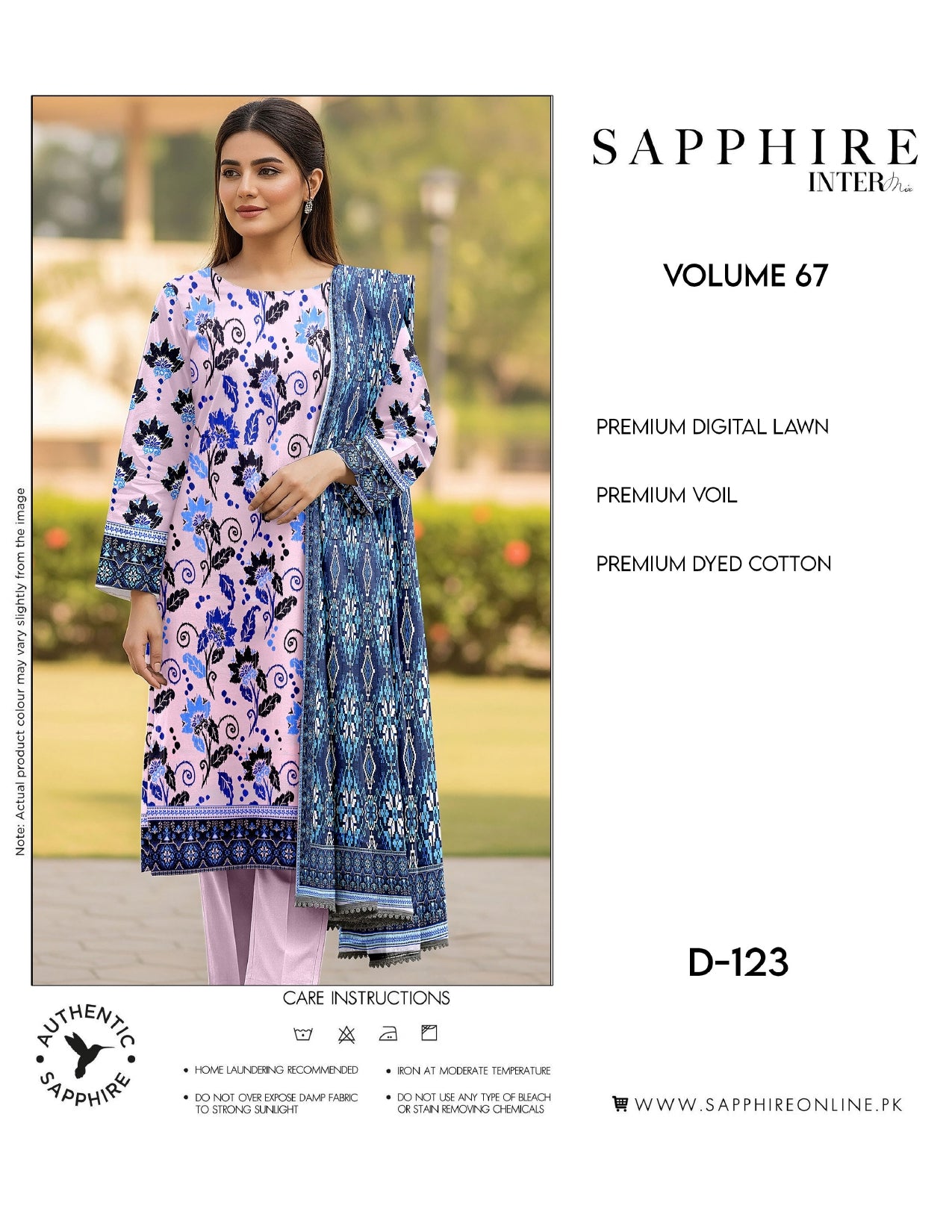 Sapphire Intermix – Volume 67 | Design D-123 Premium Unstitched 3-Piece Lawn Suit