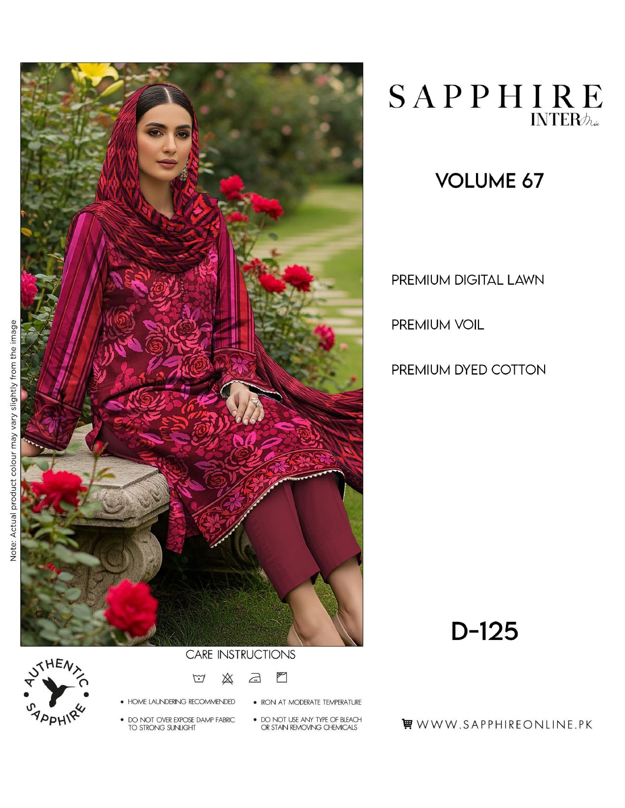 Sapphire Intermix – Volume 67 | Design D-125 Premium Unstitched 3-Piece Lawn Suit