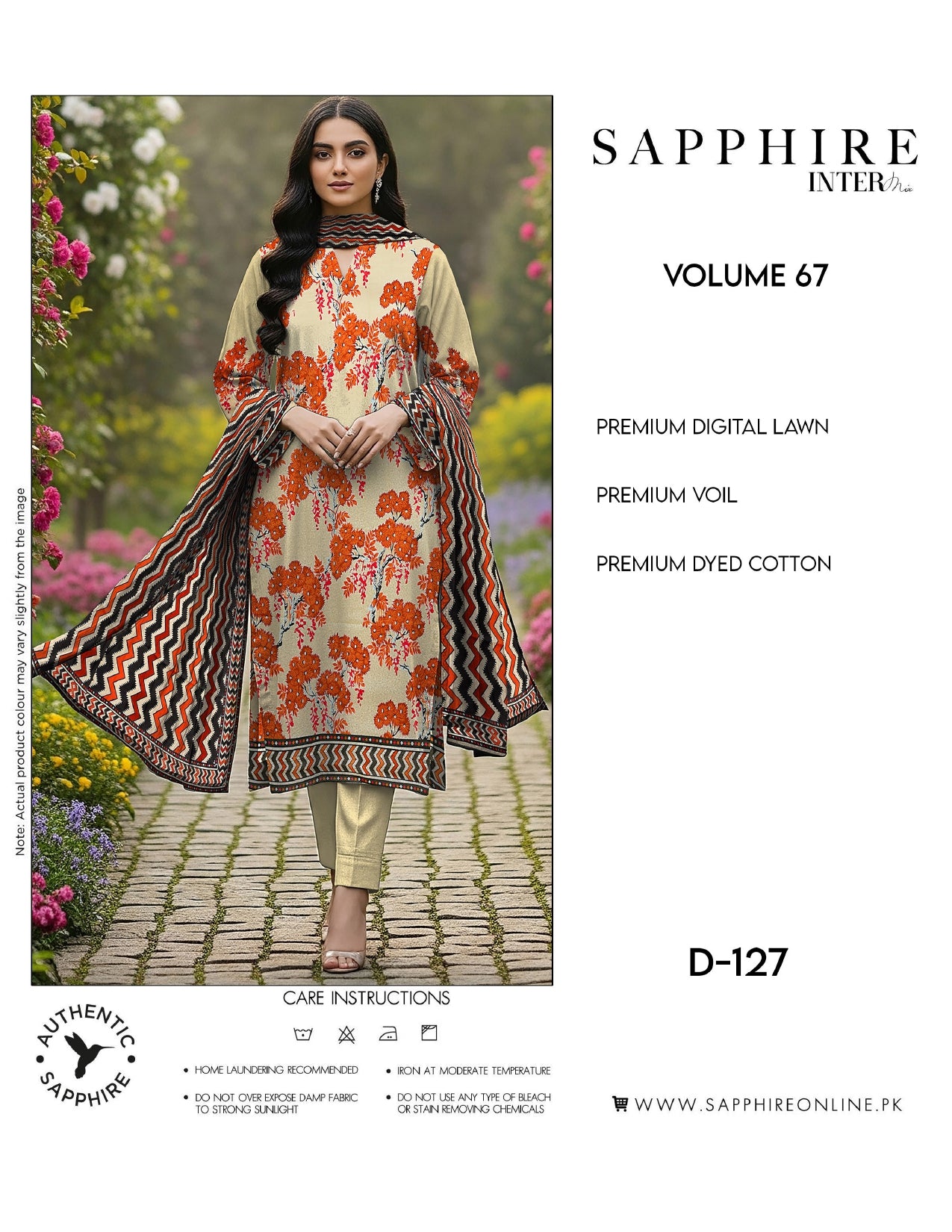Sapphire Intermix – Volume 67 | Design D-127 Premium Unstitched 3-Piece Lawn Suit