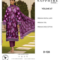 Sapphire Intermix – Volume 67 | Design D-128 Premium Unstitched 3-Piece Lawn Suit