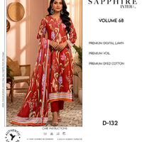 Sapphire Intermix – Volume 68 | Design D-132 Premium Unstitched 3-Piece Lawn Suit