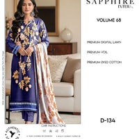 Sapphire Intermix – Volume 68 | Design D-134 Premium Unstitched 3-Piece Lawn Suit