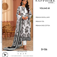 Sapphire Intermix – Volume 68 | Design D-136 Premium Unstitched 3-Piece Lawn Suit