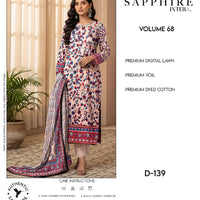 Sapphire Intermix – Volume 68 | Design D-139 Premium Unstitched 3-Piece Lawn Suit
