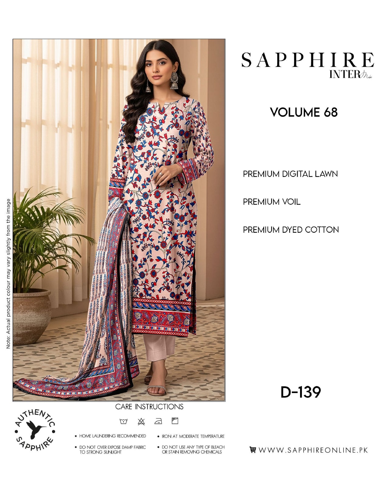 Sapphire Intermix – Volume 68 | Design D-139 Premium Unstitched 3-Piece Lawn Suit