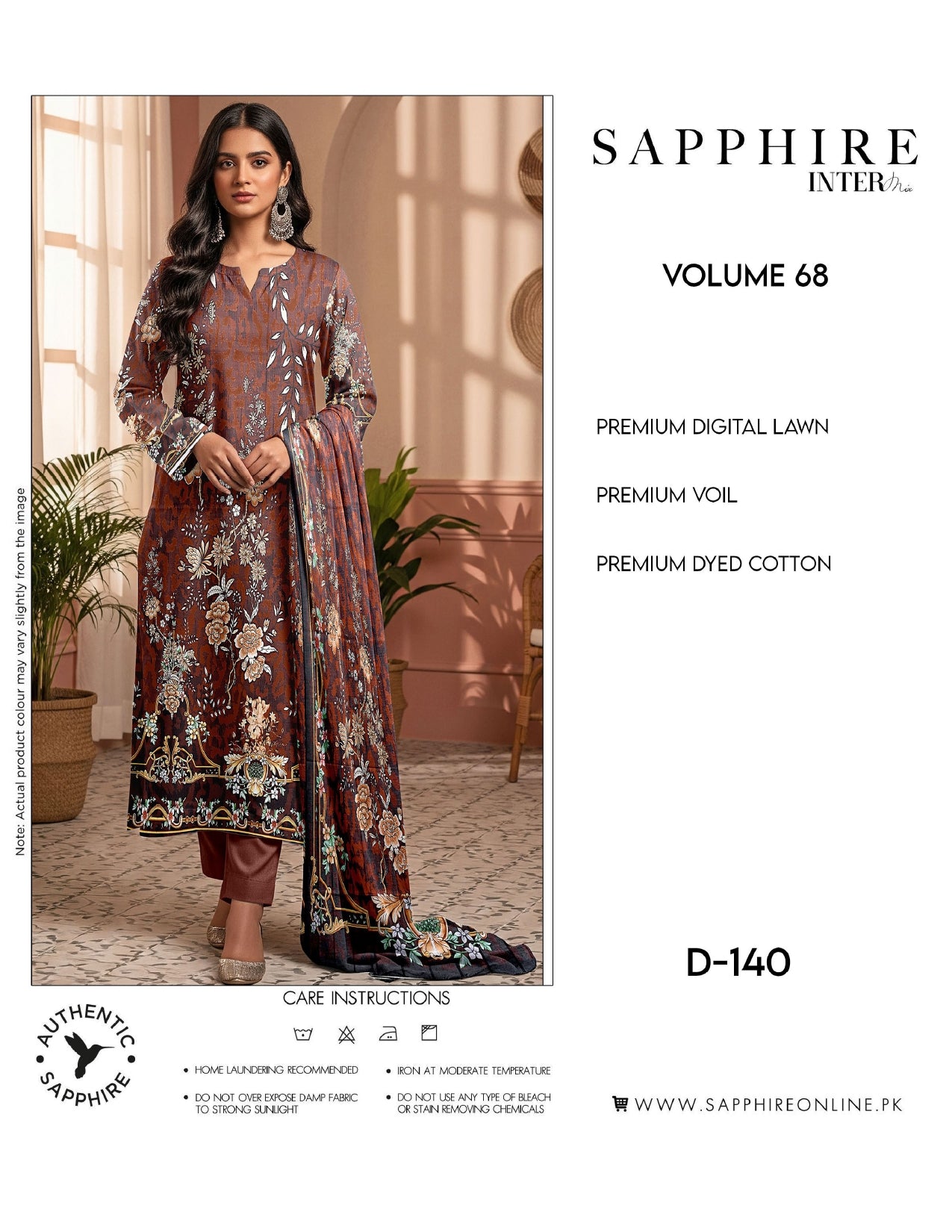 Sapphire Intermix – Volume 68 | Design D-140 Premium Unstitched 3-Piece Lawn Suit