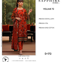 Sapphire Intermix – Volume 72 | Design D-172 Premium Unstitched 3-Piece Lawn Suit