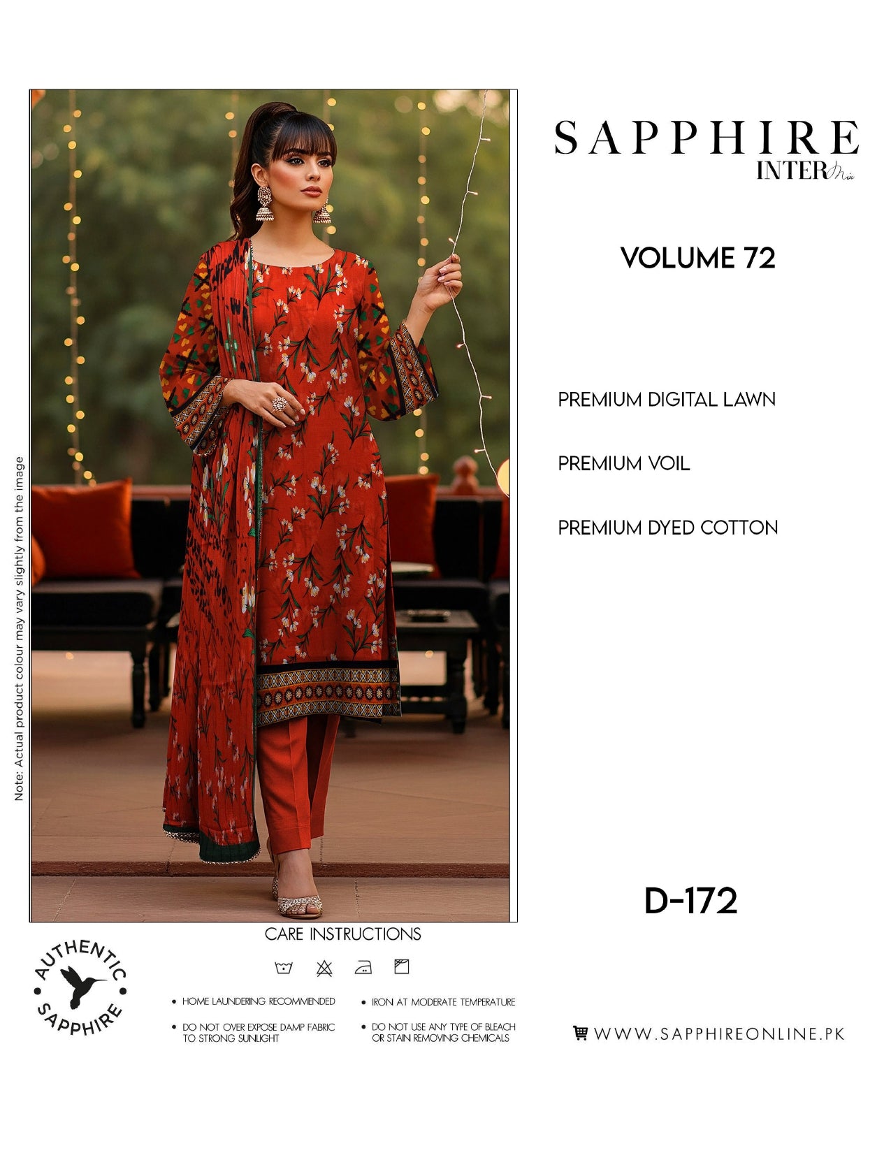 Sapphire Intermix – Volume 72 | Design D-172 Premium Unstitched 3-Piece Lawn Suit