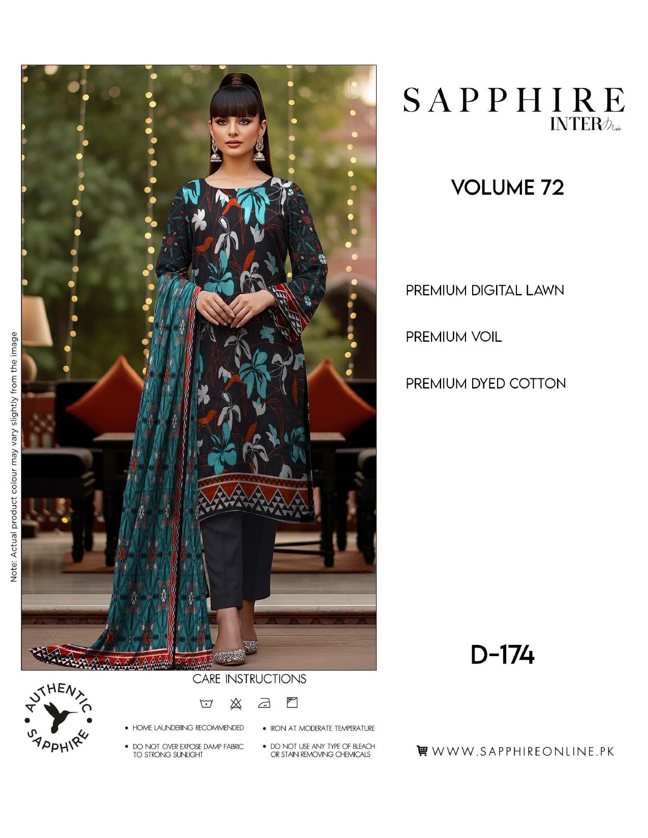 Sapphire Intermix – Volume 72 | Design D-174 Premium Unstitched 3-Piece Lawn Suit