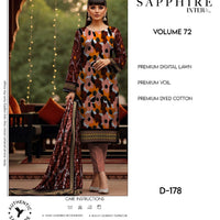 Sapphire Intermix – Volume 72 | Design D-178 Premium Unstitched 3-Piece Lawn Suit